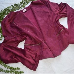 Velour like moto blazer jacket